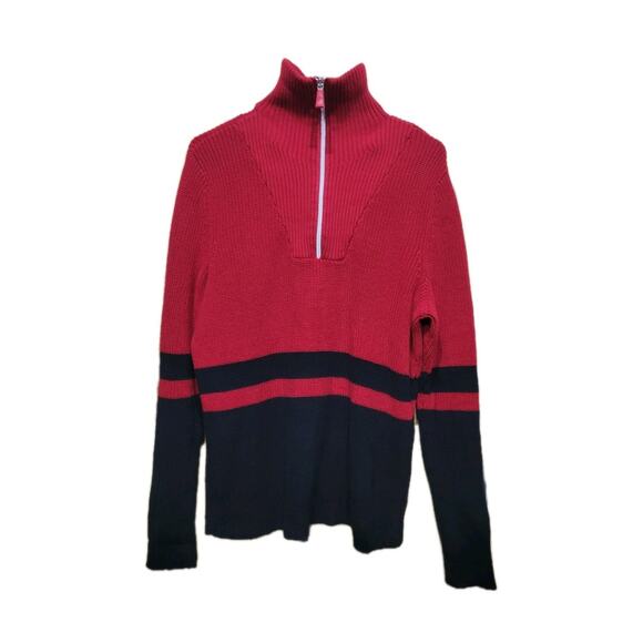 LRL Lauren Active Ralph Lauren 1/4 Zip Mock Neck Sweater Womens Large Red - Picture 1 of 9